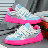 Pink Casual Sportswear Belted Round Low-Top Sneakers