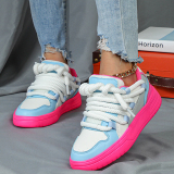 Pink Casual Sportswear Belted Round Low-Top Sneakers