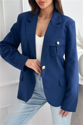 Red Cardigan Turn-back Collar Long Sleeve Casual Formal Office Blazer Jackets
