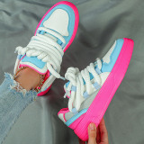 Pink Casual Sportswear Belted Round Low-Top Sneakers