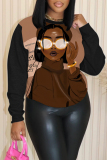 Black Gold Casual Figure Print O Neck Long Sleeve Fall Winter Sweatshirt