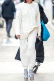 White O Neck Long Sleeve Casual Fall Oversize Knitted Sweater