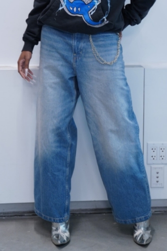 Blue High Waist Casual Outing Distressed Straight Leg Denim Jeans