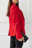 Red Cardigan Turn-back Collar Long Sleeve Casual Formal Office Blazer Jackets