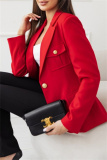 Red Cardigan Turn-back Collar Long Sleeve Casual Formal Office Blazer Jackets