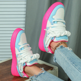 Pink Casual Sportswear Belted Round Low-Top Sneakers