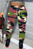Multicolor Camouflage Print High Waist Casual Outing Skinny Pants