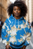 Multicolor Casual Graphics Print Long Sleeve Fall Winter Hooded Sweatshirt
