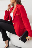 Red Cardigan Turn-back Collar Long Sleeve Casual Formal Office Blazer Jackets