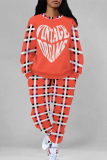 Rose Casual Butterfly Letters Geometric Print O Neck Long Sleeve Sweatshirt and Drawstring Sweatpants Two Pieces Sweatsuit Sets