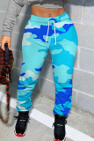 Multicolor Camouflage Print High Waist Casual Outing Skinny Pants