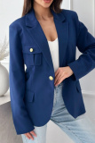 Red Cardigan Turn-back Collar Long Sleeve Casual Formal Office Blazer Jackets