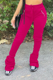Grey Drawstring High Solid Pants Pants Bottoms