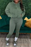 Pink Long Sleeve Mandarin Collar  Sweatshirt and Skinny Pant Casual Sportwear Oversized Two Piece Matching Sweatsuit Set
