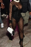 Black Long Sleeve See-Through Lace Lingerie