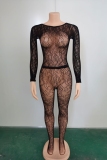 Black Long Sleeve See-Through Lace Lingerie