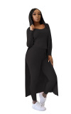 Pink Casual Solid Patchwork O Neck Long Sleeve Regular Sleeve Two Pieces