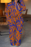 Brown Purple Graphics Print Long Sleeve Hooded Sweatshirt And Pants Casual Sportwear Matching Sweatsuit Set