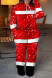 White Purple Christmas Stripe Print Long Sleeve Hooded Sweatshirt And Pants Casual Sportwear Matching Sweatsuit Set