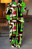 Brown Purple Graphics Print Long Sleeve Hooded Sweatshirt And Pants Casual Sportwear Matching Sweatsuit Set