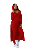 Pink Casual Solid Patchwork O Neck Long Sleeve Regular Sleeve Two Pieces