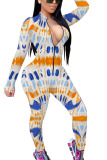 Red Fashion Print Patchwork O Neck Regular Jumpsuits