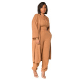 Black Street Solid O Neck Long Sleeve Two Pieces