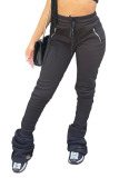 Grey Drawstring High Solid Pants Pants Bottoms