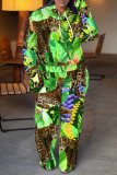 Brown Purple Animal Print Long Sleeve Hooded Sweatshirt and Pants Casual Sportwear Matching Sweatsuit set