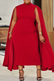 Black Turtleneck Cape Sleeve Long Formal Evening Party Prom Plus Size Bodycon Maxi Dresses