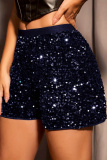 Black Sequins High Waist Night Club Party Evening Shorts