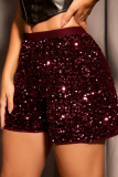 Black Sequins High Waist Night Club Party Evening Shorts