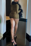 Black Feathers Trim Deep V Neck Long Sleeve Belted Party Clubwear Evening Bodycon Mini Dresses