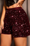 Black Sequins High Waist Night Club Party Evening Shorts