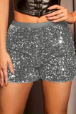 Black Sequins High Waist Night Club Party Evening Shorts