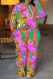Orange Graphics Print Long Sleeve Hooded Sweatshirt And Wide Leg Pants Sportwear Casual Two Pieces Jogger Sets