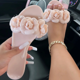 Green Casual Flower Shape Pointed Camellia Jelly Sandals