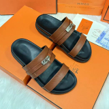 Brown Casual Buckle Straps Leather Open-Toe Sandals