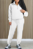 Black Zipper Collar Long Sleeve Sweatshirt And Pants Sportwear Casual Two Pieces Jogger Sets