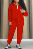 Black Zipper Collar Long Sleeve Sweatshirt And Pants Sportwear Casual Two Pieces Jogger Sets