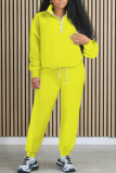 Black Zipper Collar Long Sleeve Sweatshirt And Pants Sportwear Casual Two Pieces Jogger Sets