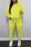 Green Zipper Collar Long Sleeve Hooded Sweatshirt And Pants Sportwear Casual Two Pieces Jogger Sets