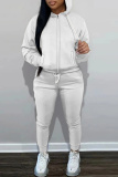 Green Zipper Collar Long Sleeve Hooded Sweatshirt And Pants Sportwear Casual Two Pieces Jogger Sets