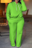 Black Long Sleeve Hooded Sweatshirt And Wide Leg Pants Sportwear Casual Two Pieces Jogger Sets