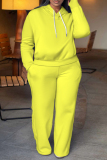 Black Long Sleeve Hooded Sweatshirt And Wide Leg Pants Sportwear Casual Two Pieces Jogger Sets