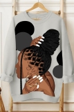 Light Blue O Neck Long Sleeve Casual  Fall Winter Sweatshirt