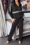 Red Casual Zipper Long Sleeve Hooded Sweatshirt And Pants Sportwear Two Pieces Jogger Sets