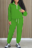 Black Zipper Collar Long Sleeve Sweatshirt And Pants Sportwear Casual Two Pieces Jogger Sets