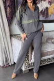 Red Casual Zipper Long Sleeve Hooded Sweatshirt And Pants Sportwear Two Pieces Jogger Sets