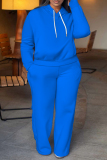 Black Long Sleeve Hooded Sweatshirt And Wide Leg Pants Sportwear Casual Two Pieces Jogger Sets